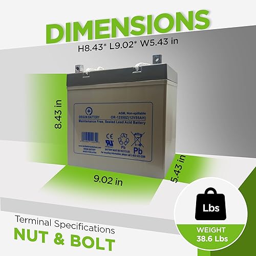 Miniatura 2 de Drive Medical partes Gladiator Gt (gt807GT808) 12 Volt 22 NF55ah battery