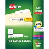 Avery TrueBlock File Folder Labels, 2/3" x 3-7/16", 1,500 Printable Labels, White, Permanent (5366) – view 1