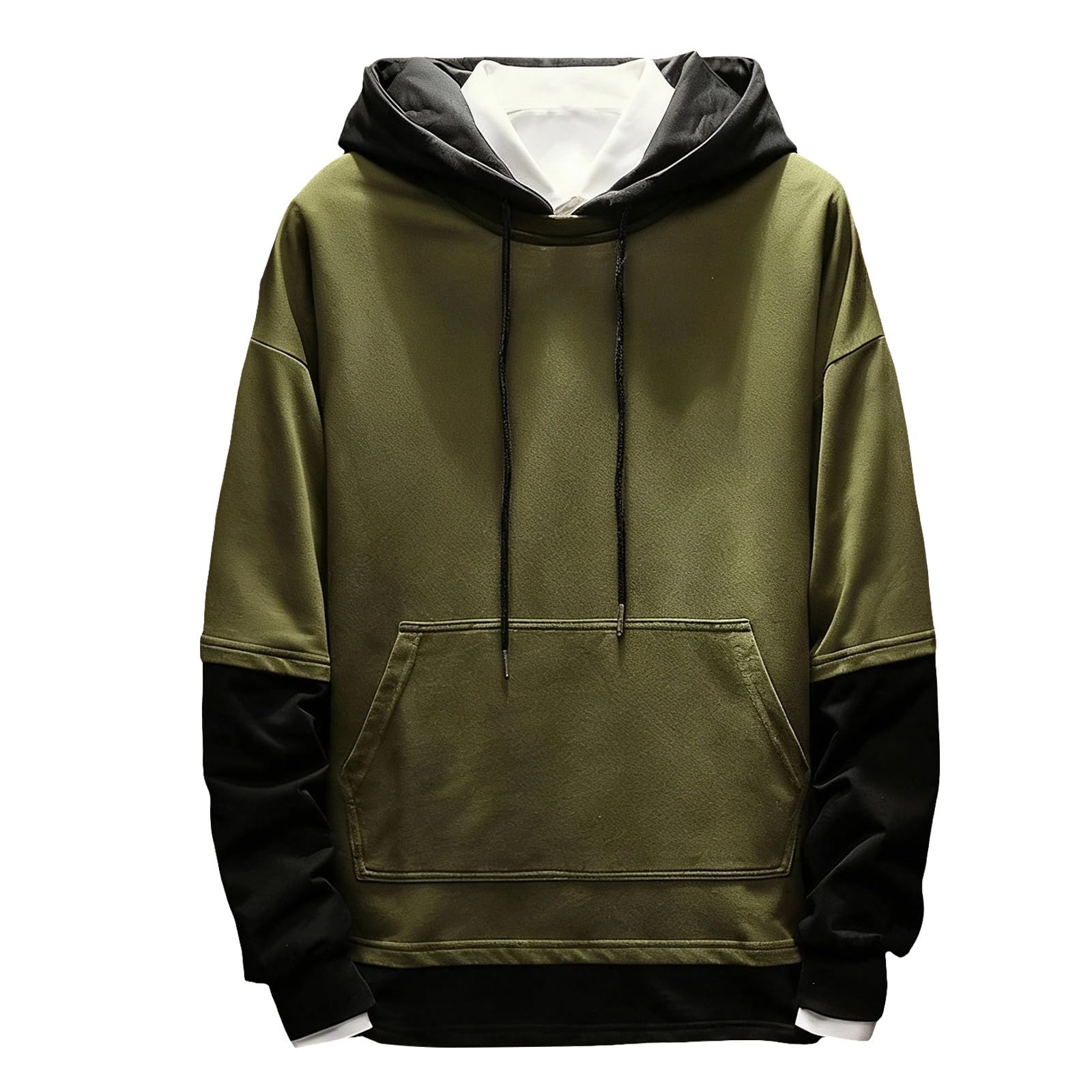 Sudaderas con Capucha Corta Sudadera Oversize Estilo Patchwork para Hombre, Nueva Otoño Juveniles (Blackish Green, XL) Ropa De Verano Chaquetas Hombre Camiseta Ciclismo Boxeo Muscle Fit