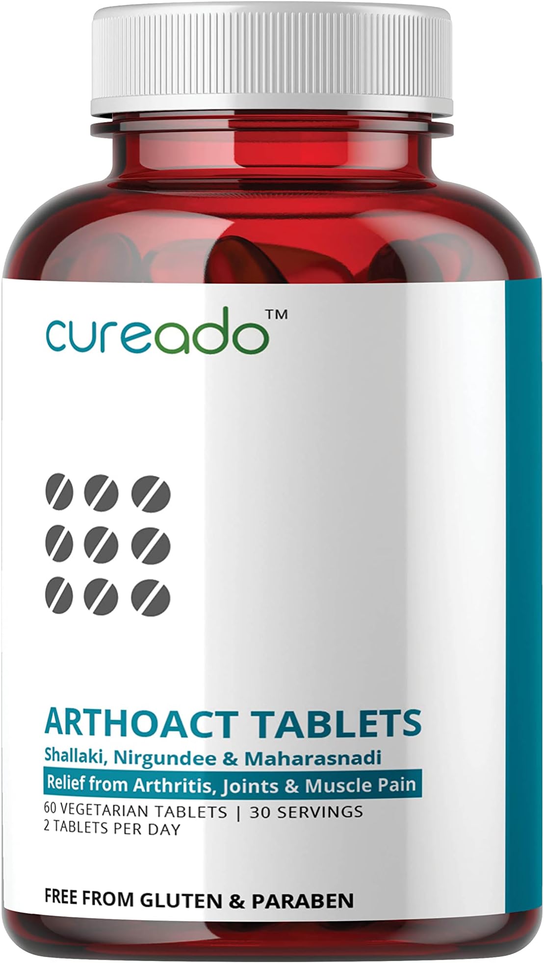 CUREADOArthoact Ayurvedic Tablets For Bone/Joint Wellness, Joyful Joint support (60 Tablets) (Pack of 1)