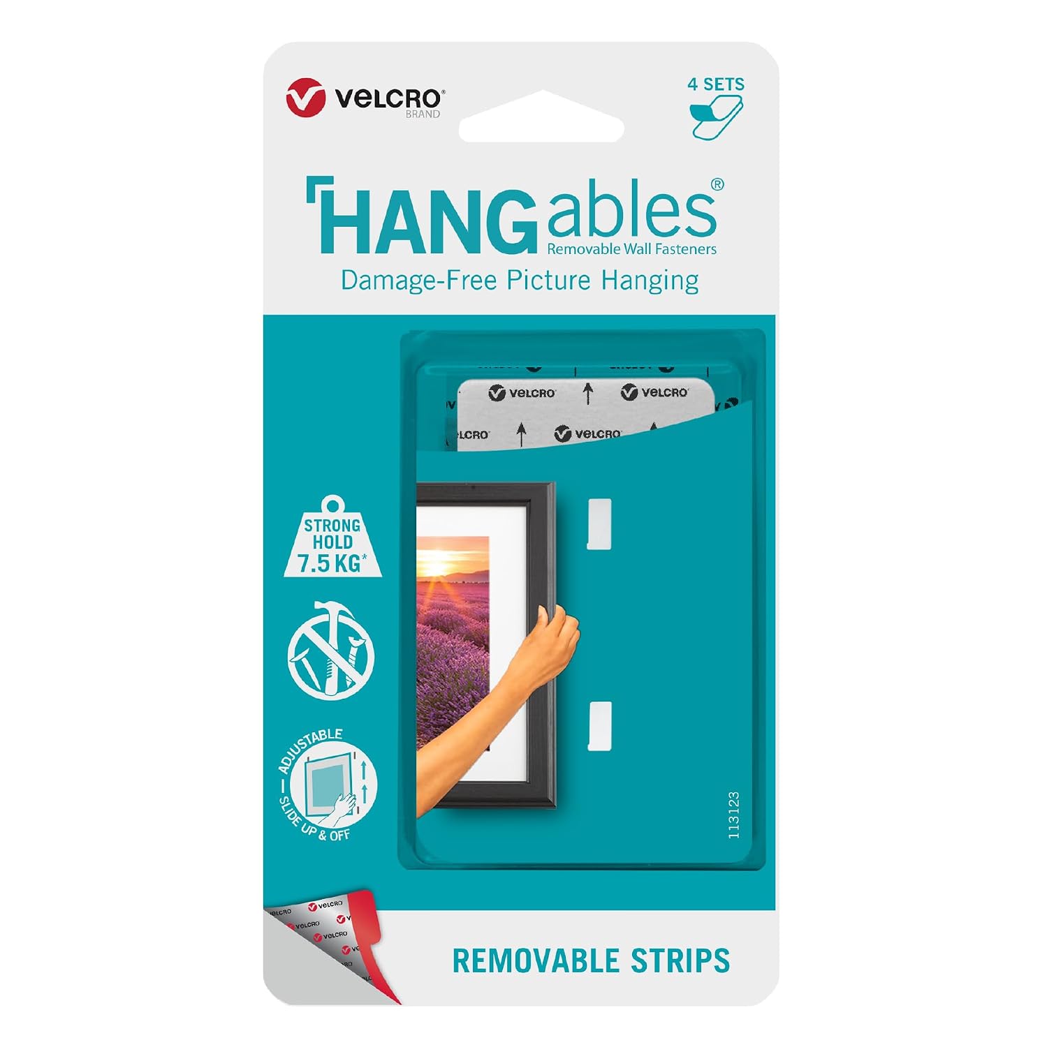 VELCRO Brand Damage Free Poster Hanging Strips | Removable Decorate Without Damaging Your Walls | Hang Photos, Lightweight Frames, Create Wall Collages | Squares, 8 Sets