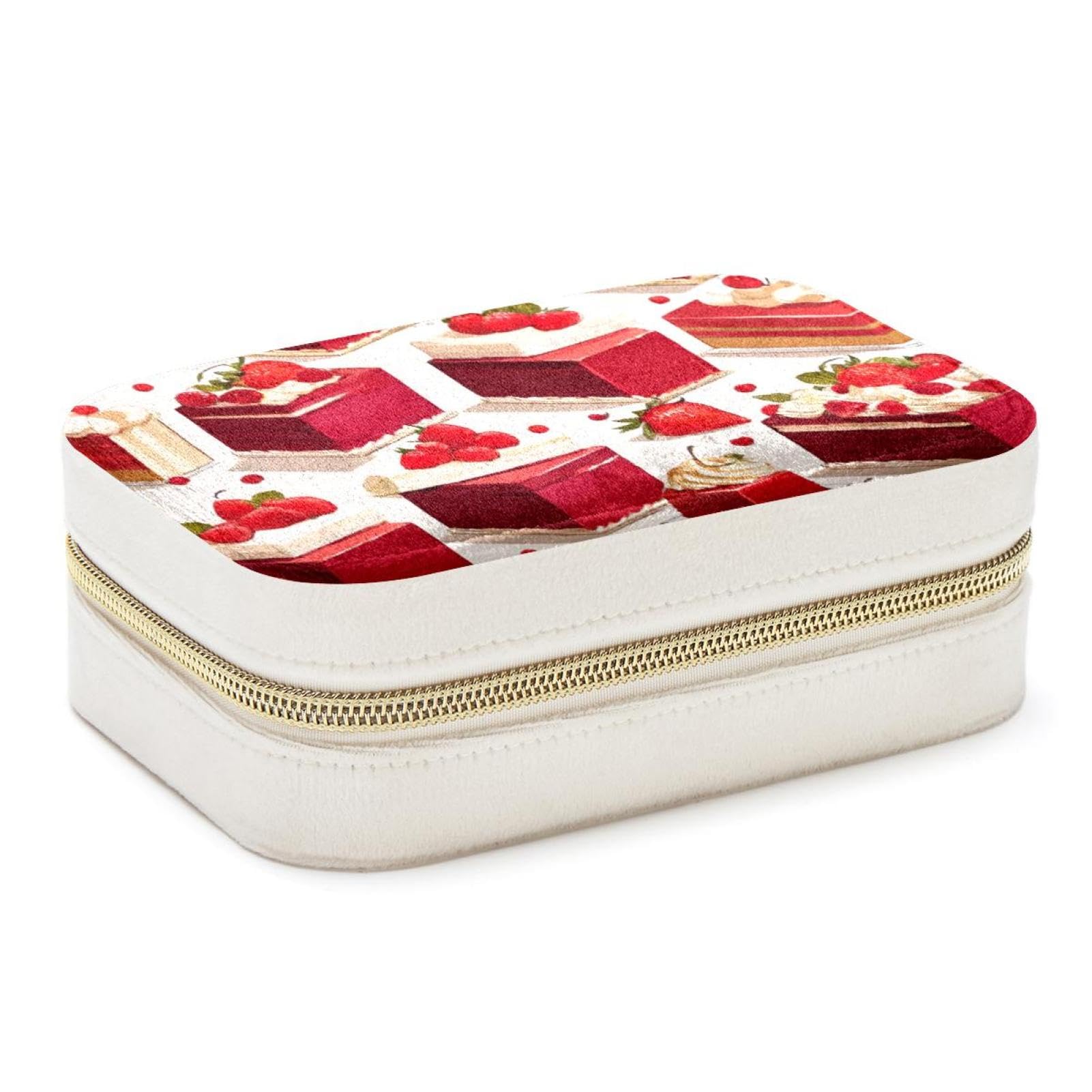 Boîte à bijoux élégante idée cadeau motif dessert rouge original