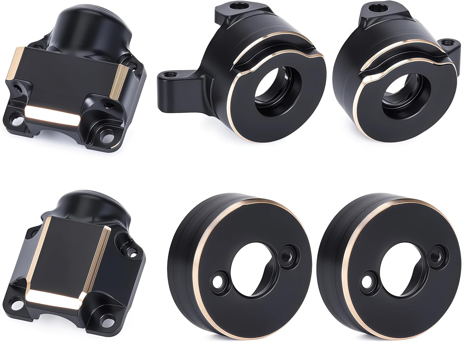 SCX30 Brass Upgrade Kit, Front & Rear Brass Diff Covers, Brass Steering Knuckles & Rear Hub Weights for Axial SCX30 RC Crawler
