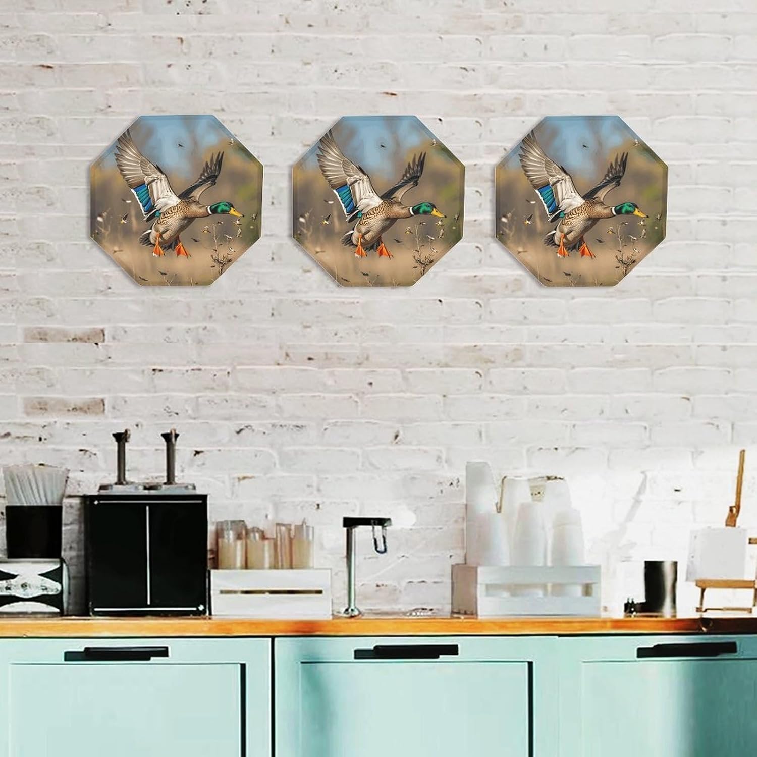 Ctagon Metal Sign for Home, Modern Display Plate for Kitchen, Wild Ducks And Tree Plates Accent Hanging Wall Decorations 3PCS for Living Room, Bedroom, Hallway, Hotel