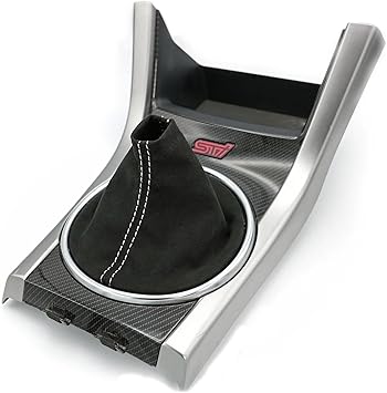 Billetworkz Premium Shift Boot for Subaru STI 2015-2021 - Made with Genuine Alcantara Material, Black/White Stitching