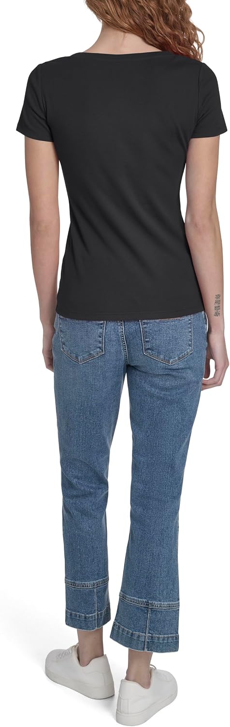 Nautica Women's Short Sleeve Solid Cotton Scoop Neck T-Shirt