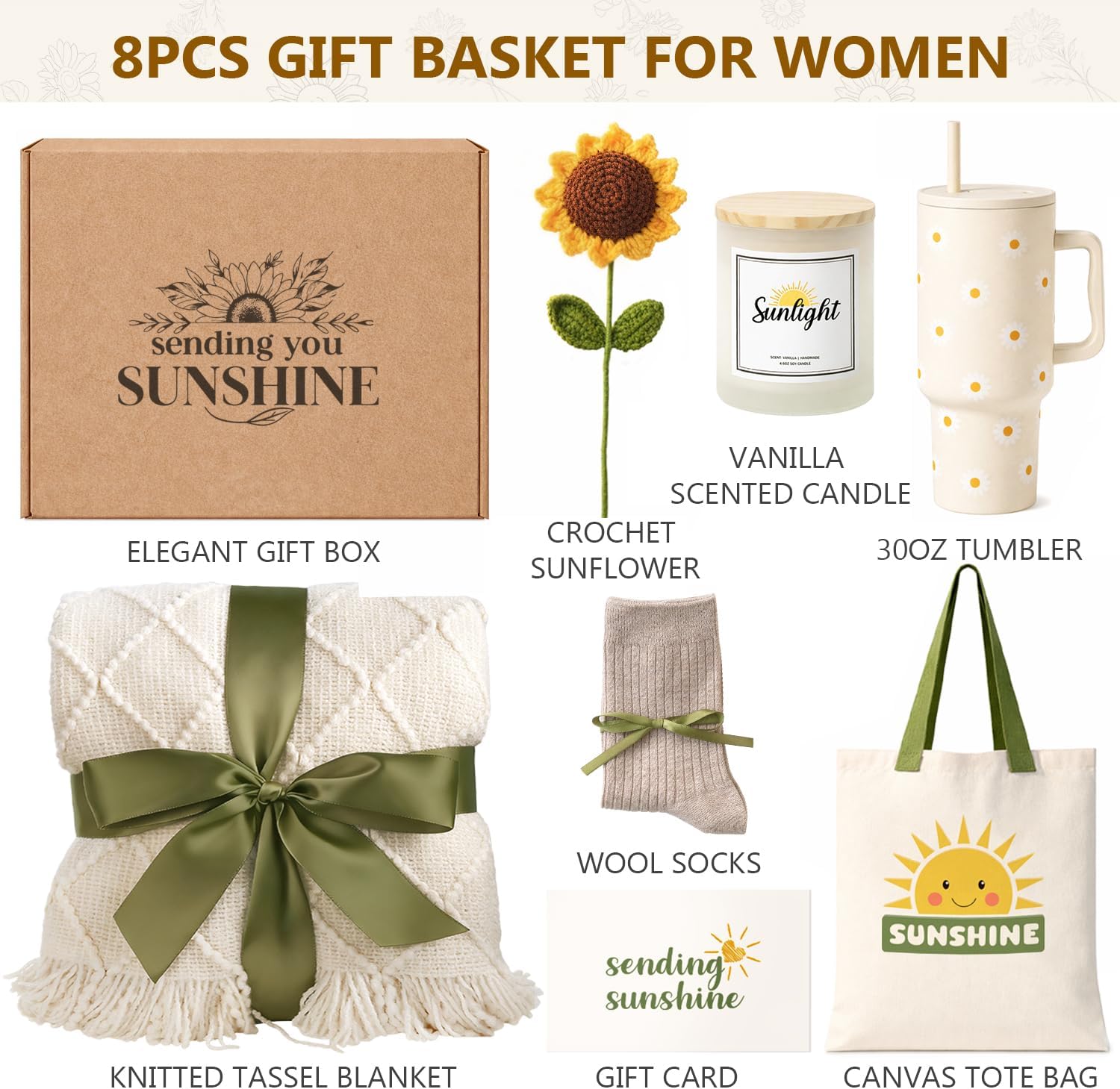 Sunshine Gift Box for Women - Sunflower Gifts for Best Friends Box of Sunshine - Thinking of You Self Care Get Well Soon Gift Baskets for Women - Care Package Birthday Gifts Boxes for Woman, Mom, Girl - Image 7