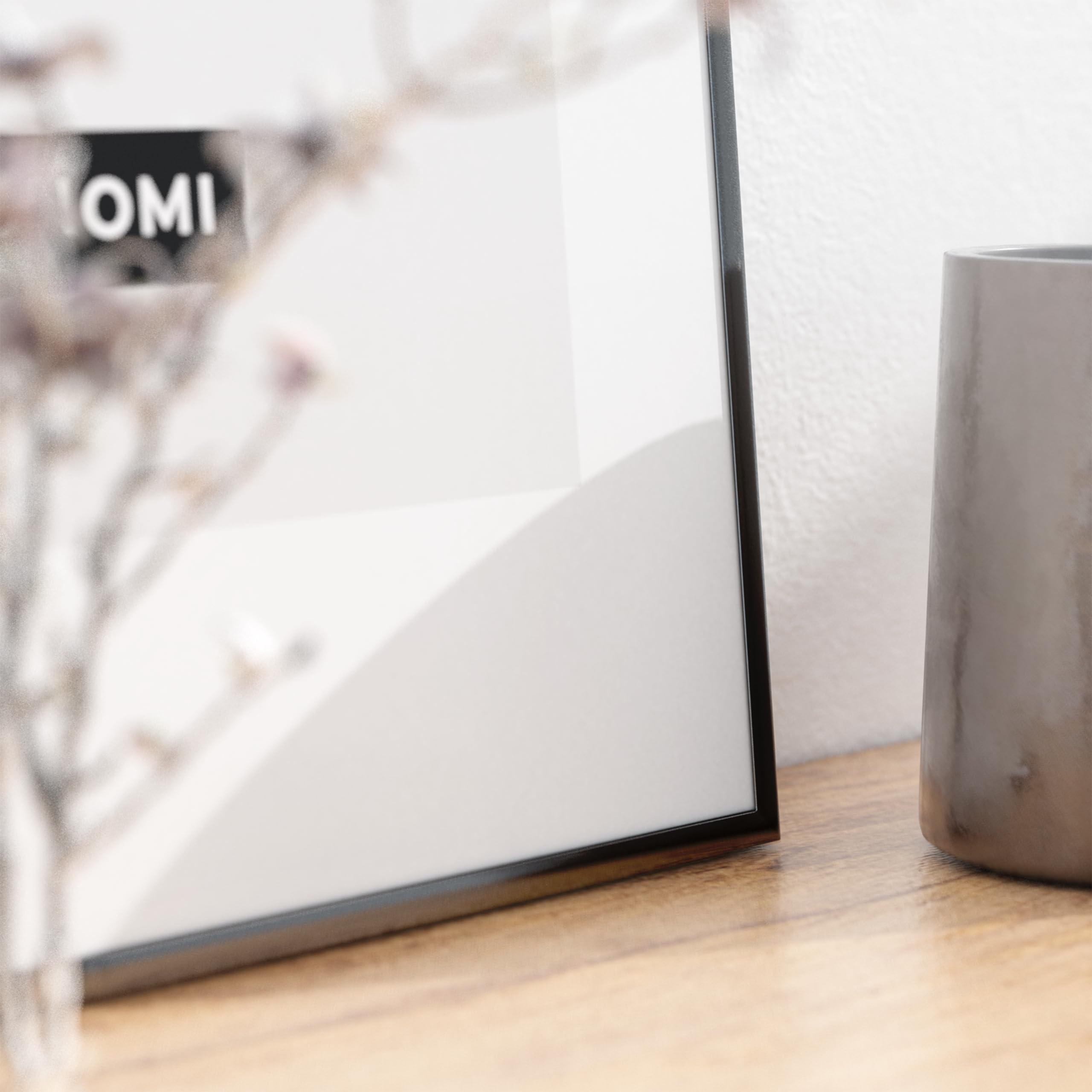 JUNOMI® Picture Frame A2 (42 × 59.4 cm), Black Matt Aluminium, Slim Profile, Shatterproof Acrylic Glass - Image 4
