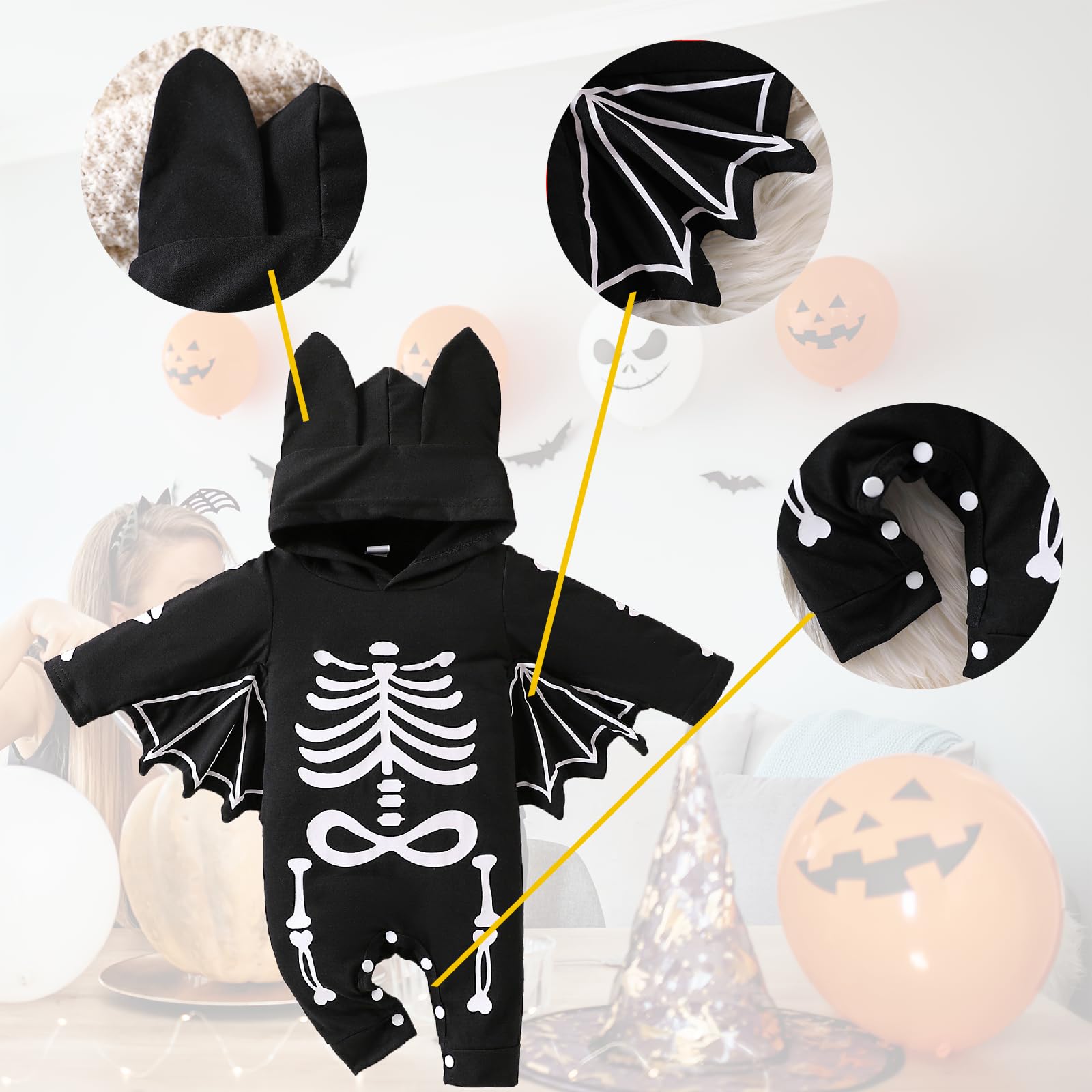 Disfraz Halloween Bebe, Disfraz Murcielago Bebe, Disfrazs Esqueleto Bebes, Disfraces Halloween Bebes, Traje Halloweens Bebé, Body Halloweens Bebé 0-18 Meses