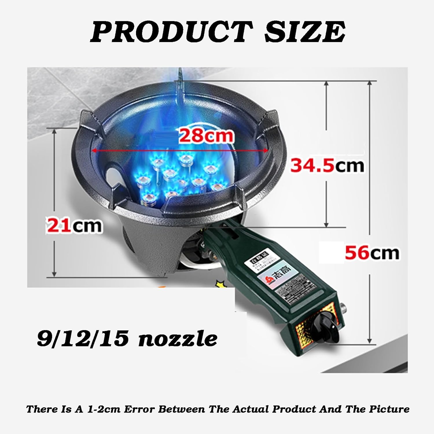 Camping Gas Stove,Commercial Energy-saving Tabletop Stoves,LPG Single Burner Propane Cooker,With Flameout Protection,9/12/14.5/18KW(9 nozzles)