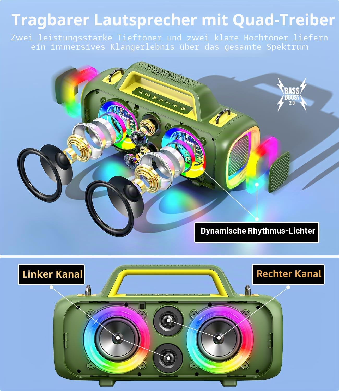Bluetooth Lautsprecher Tragbar Musikbox 140 Peak Outdoor Bass Boost Speaker