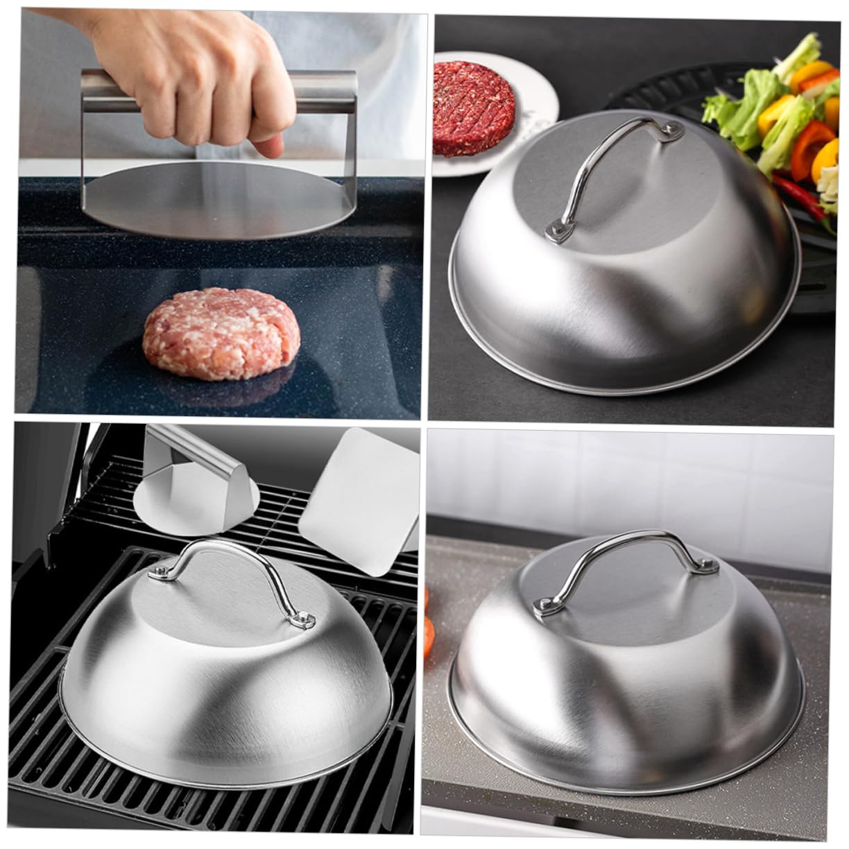 Cabilock Prensa Duradera Acero Inoxidable de Resistente Hamburguesas Tapa y Antiadherente con Herramienta Hacer Filetes para Cocina DIY