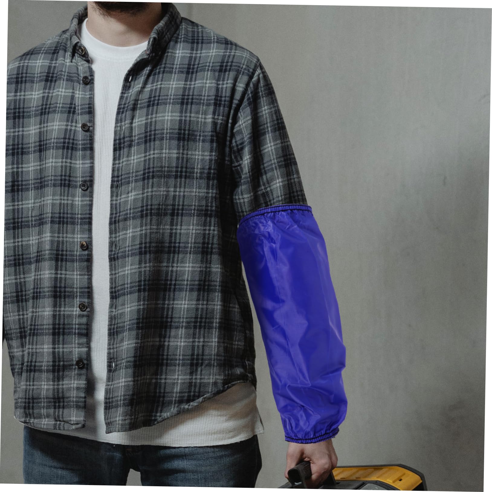 Veemoon Mangas Impermeables Para Brazos Resistentes Al Aceite Diseño Elástico y Cordón Para Cocina y Limpieza Azul Pvc
