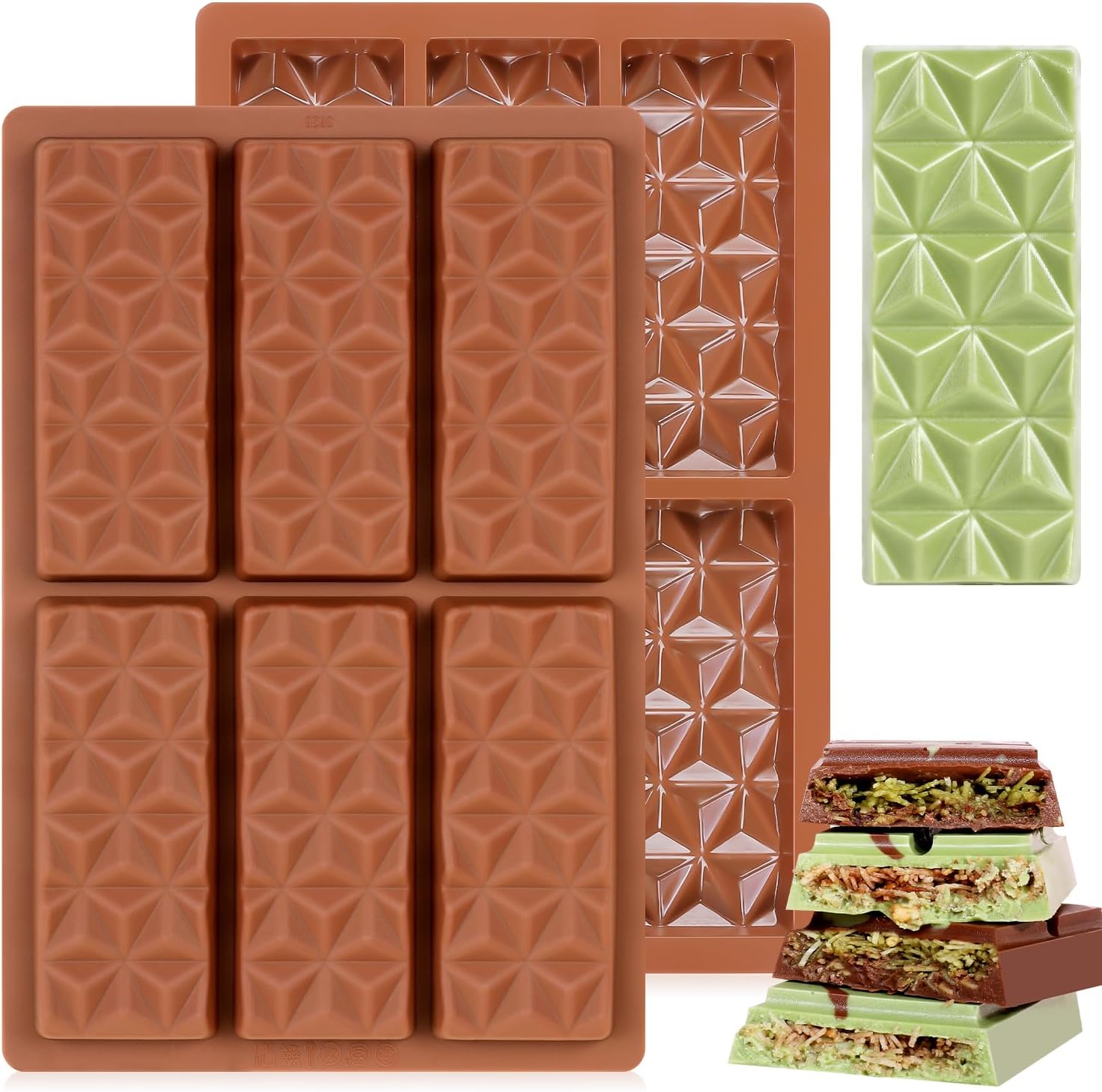 Pyramid-Shaped Silicone Chocolate Molds – Non-Stick, Flexible, and Easy to Use for Homemade Chocolates, Candies, and Desserts - Set of 2