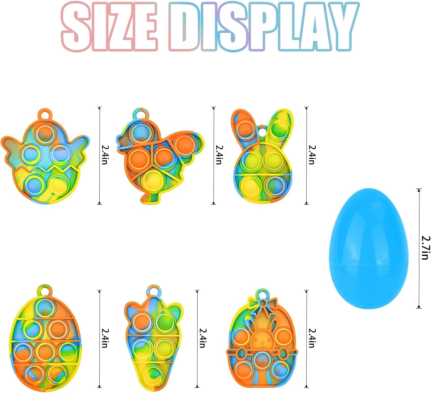 24 Pack Prefilled Easter Eggs with Mini Pop Keychain Fidget Toys Easter Eggs Filled for Kids Boys Girls Easter Basket Stuffers Party Favors Fillers Hunt