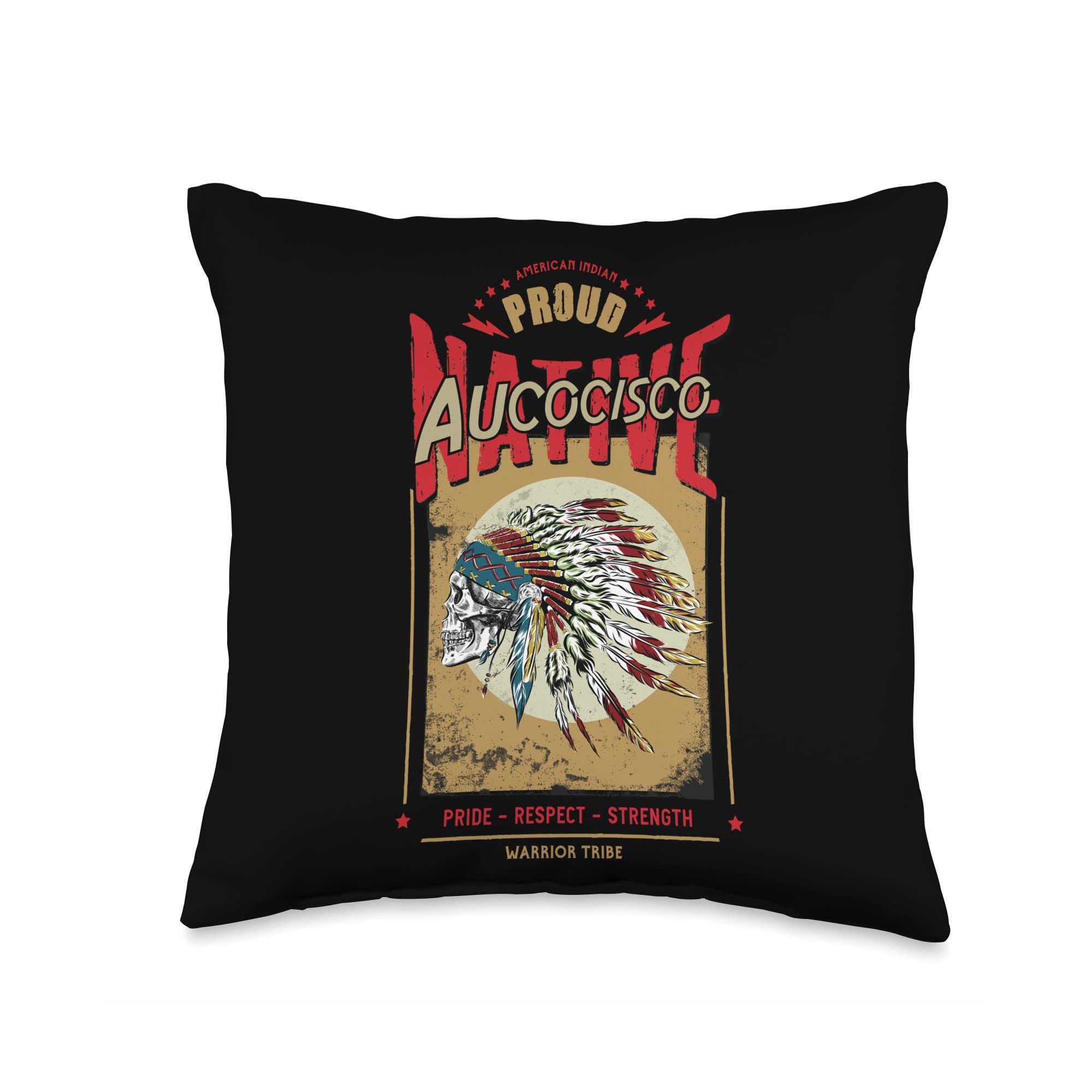 Aucocisco Tribe Aucocisco Native American Indian Warrior Tribe Proud Throw Pillow, 16x16, Multicolor