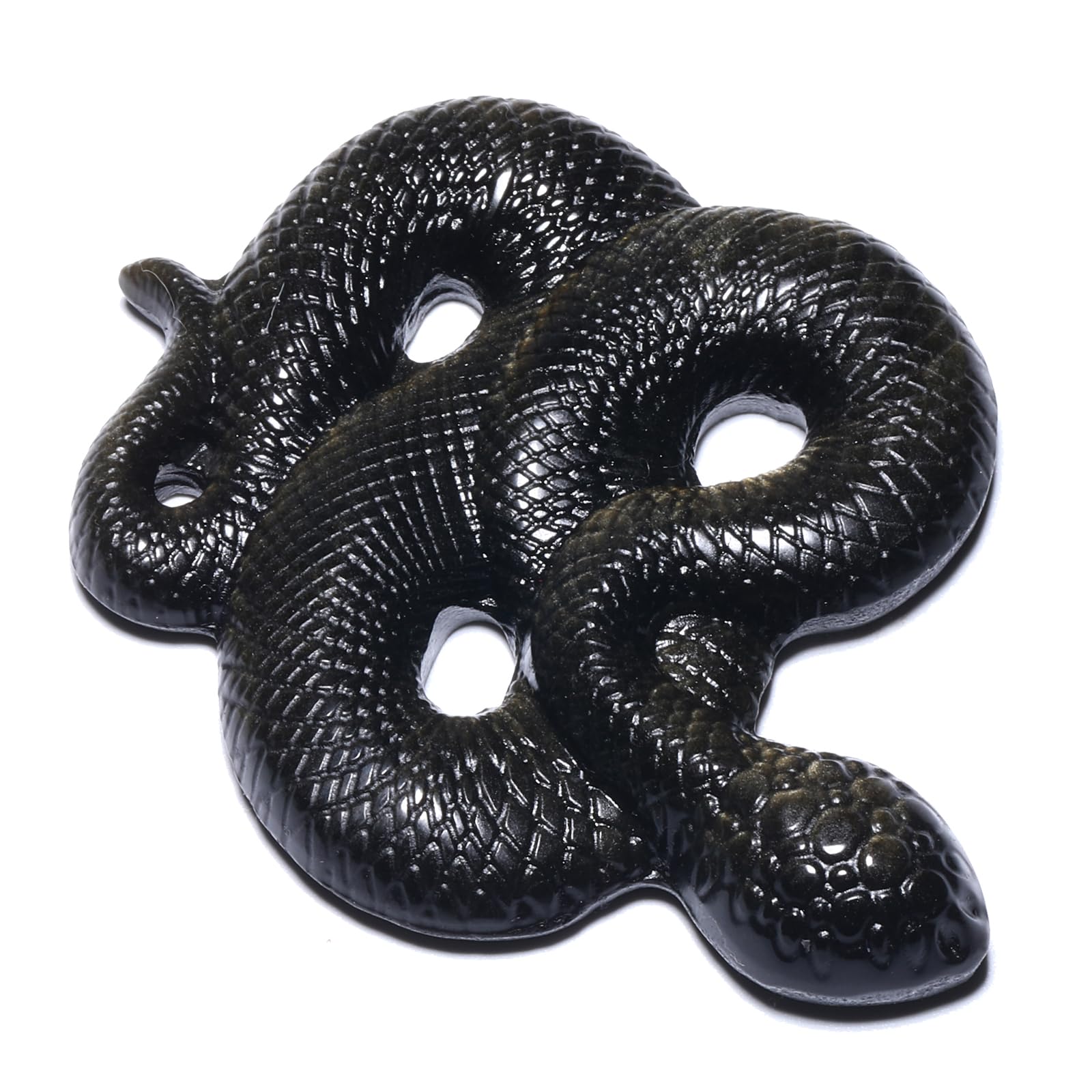 Laufout 3.5" Gold Black Obsidian Snake Hecate Statue Crystal Skull Reiki Healing Crystal Healing Party FavorsRealistic Snake Gift