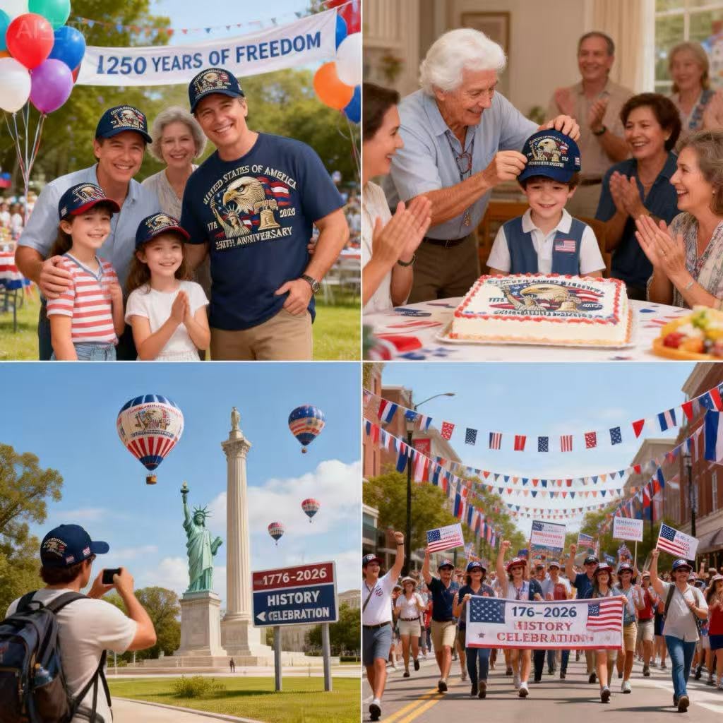 2PCS 250 Anniversary USA Hat Adjustable 250 Year American Anniversary Hat USA Patriotic Caps Retro Embroidered Cap for Men Women Gifts Navy Blue and Red - Image 6