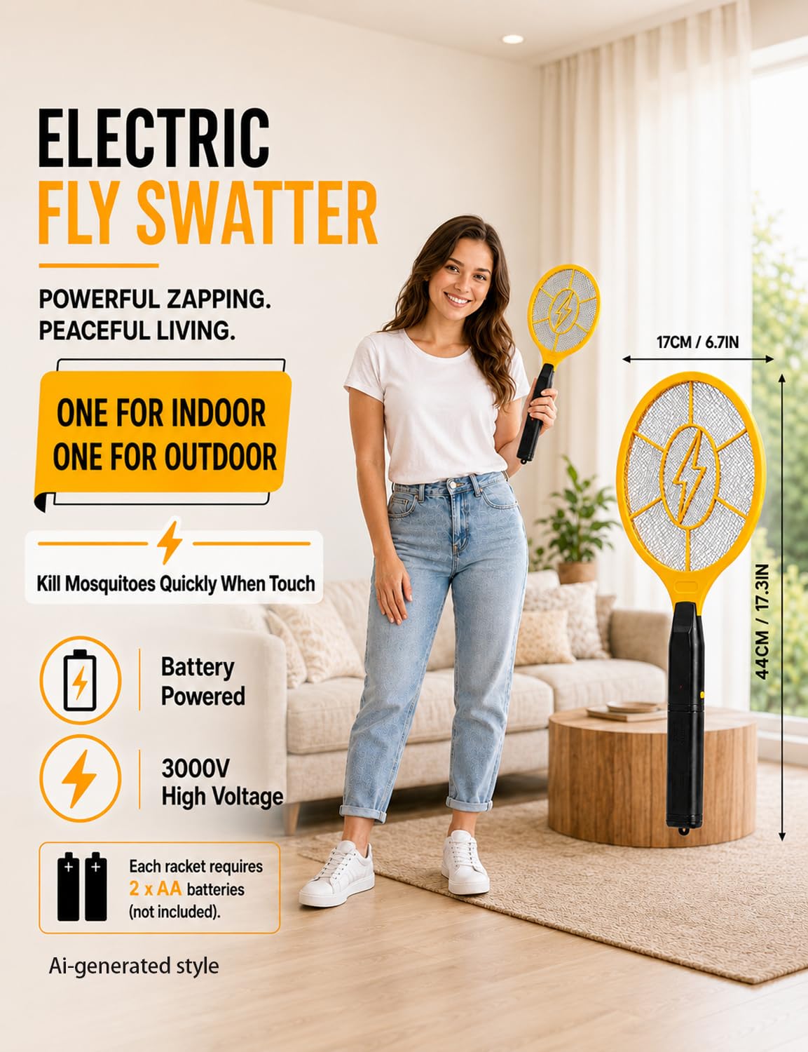Electric Fly Swatter 2 Pack - Handheld Bug Zapper -6