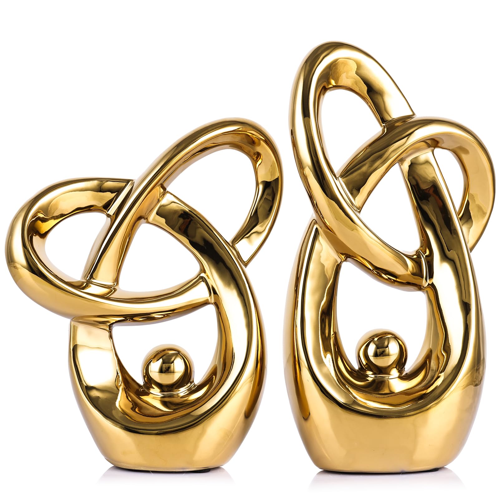 Photo 1 of GAOSHENG Gold Modern Abstract Art Home Decor Accent,Statues Coffee Table Decor for Living Room,Table Centerpieces for Dining Room,Ceramic Sculptures and Gold Knick Knacks for TV Stand Decor