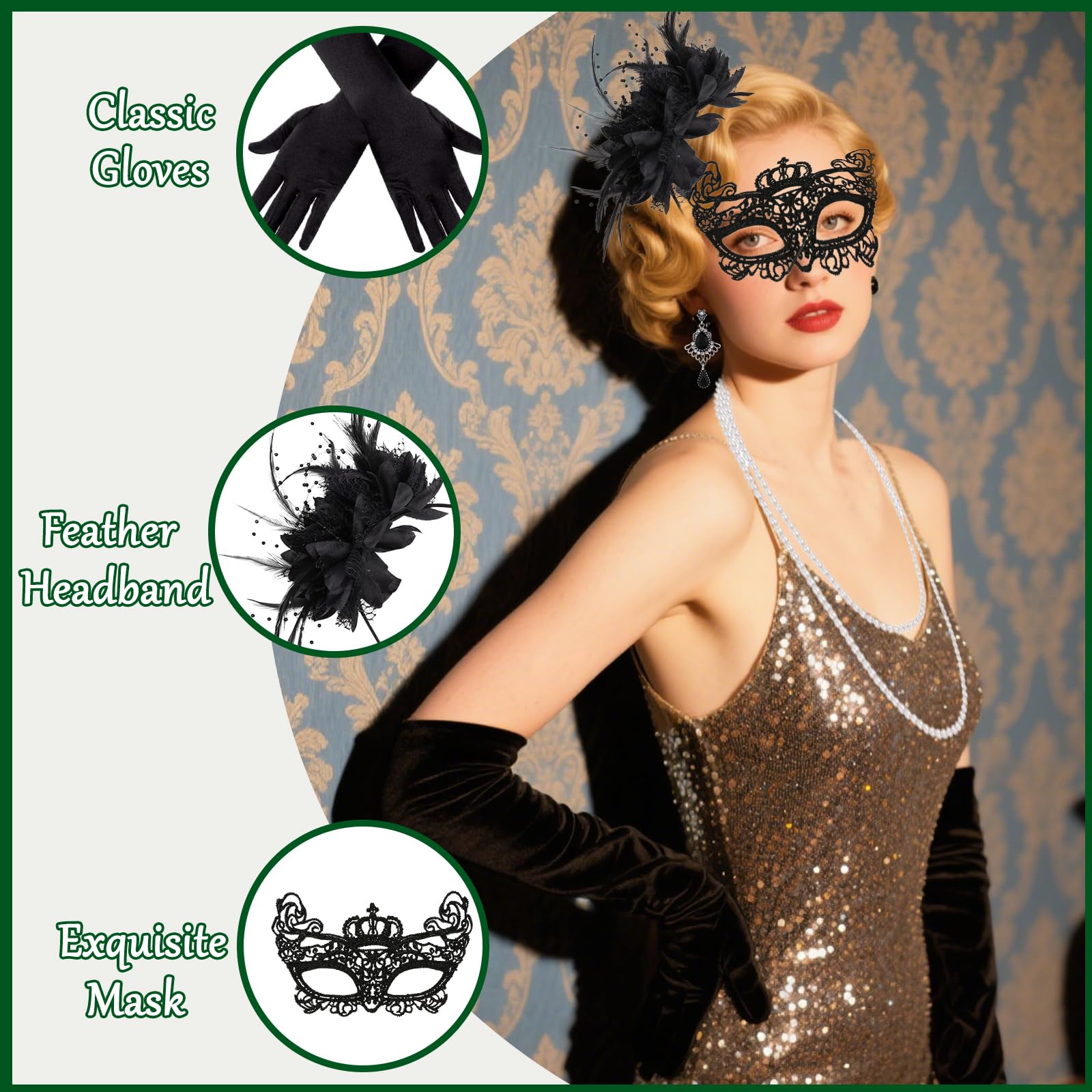 8Pcs 1920s Flapper Great Gatsby Accessories Set - Image 4