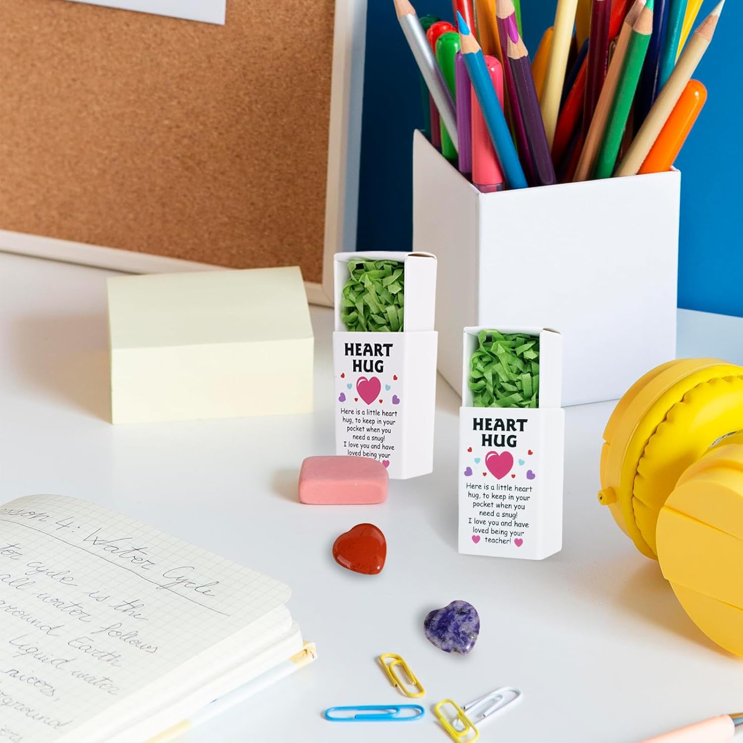 50 Pcs Pocket Hugs,Thank You Gifts Bulk,Funeral Sympathy Favors Thank You Set,Celebration of Life Decorations,Natural Stones with Pocket Boxes and Raffia Grass Teacher Guests Return Favors