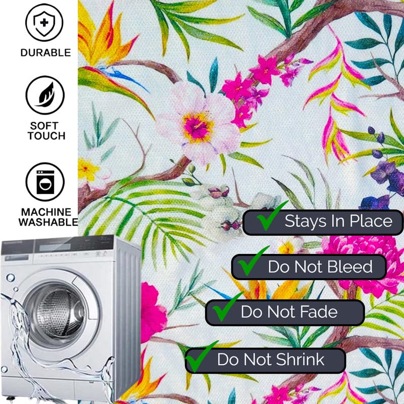 Image of WWW.THROWPILLOW.IN Neutral Tropical Floral Sofa Cover Tassels: Designer Premium Sofa Cover: Durable Sofa Throw, Scratch & Pet Paw Resistant, Wrinkle Free: Seat Protection- Fits 3 Seater Sofa -1 Piece