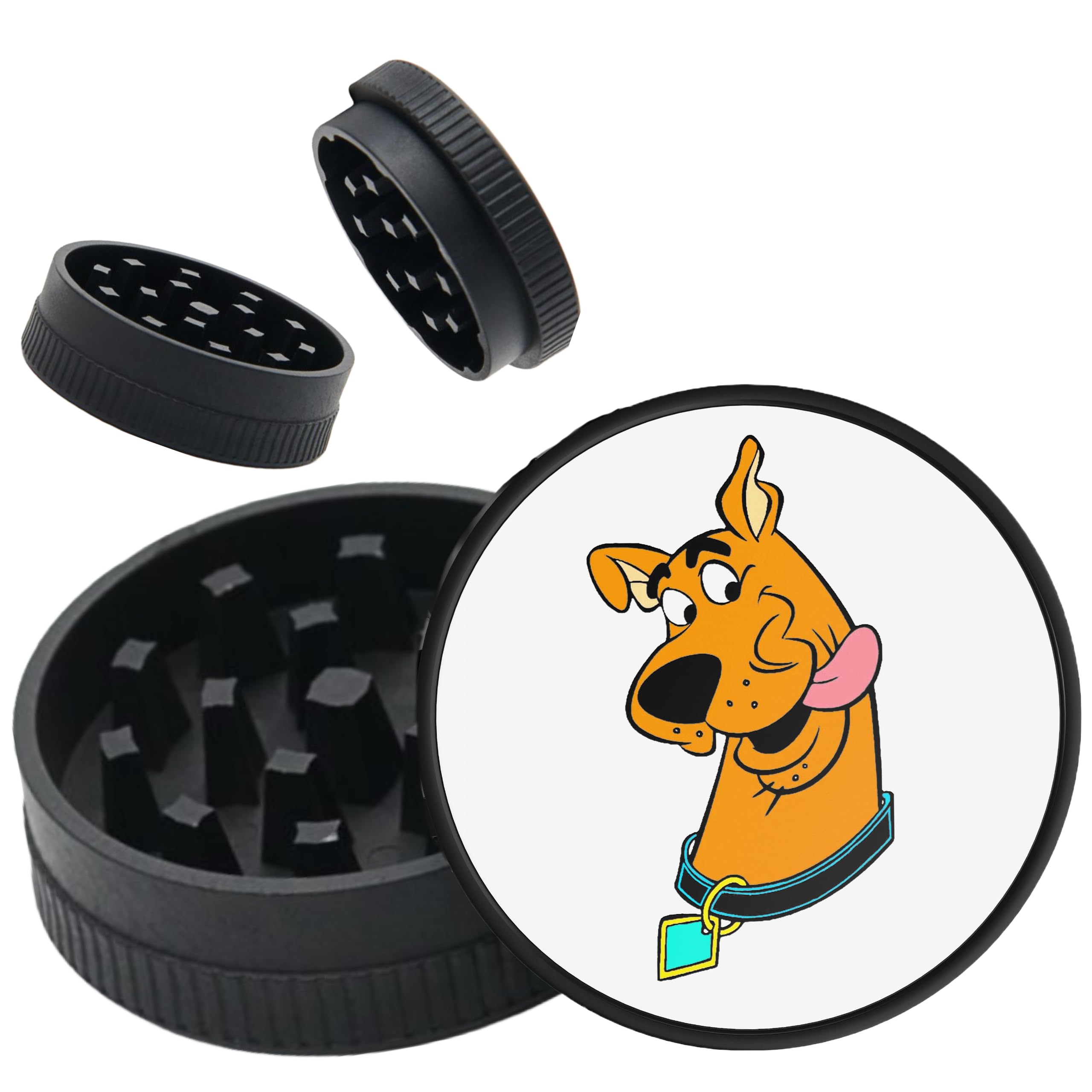 Two Piece Grinder with Shark Teeth & Non-Stick Design - Herb Crusher Mill for Dry Herbs & Spices (50mm) (Blue)