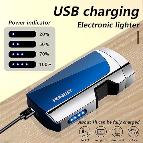Miniatura 5 de TIKIUKI Encendedor eléctrico de inducción infrarroja a prueba de viento, encendedor de arco recargable por USB con indicador de batería, encendedor