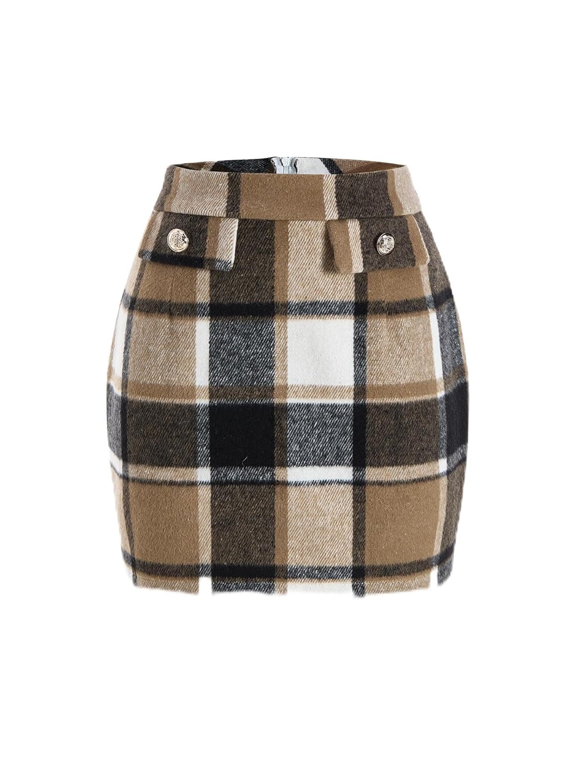 Womens Plaid Mini Pencil Skirt Elegant High Waisted Bodycon Business Casual Skirts