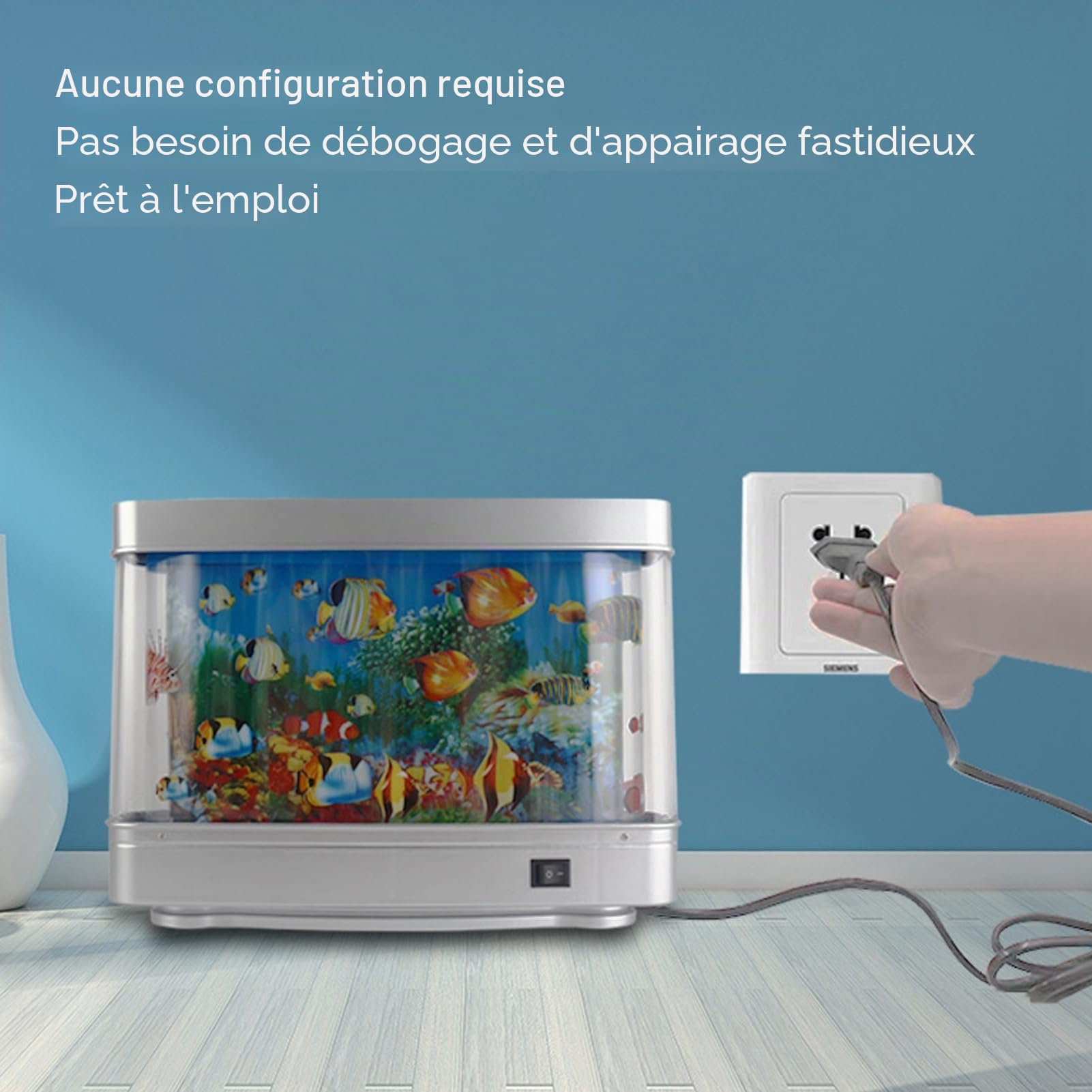Lampe de Poisson Ornementale Simulée, Lampe D'aquarium Artificiel, Lampe Décorative, Mini Lumière D'océan à LED pour la Maison, le Bureau, la Chambre D'enfants (Prise UE 220V)