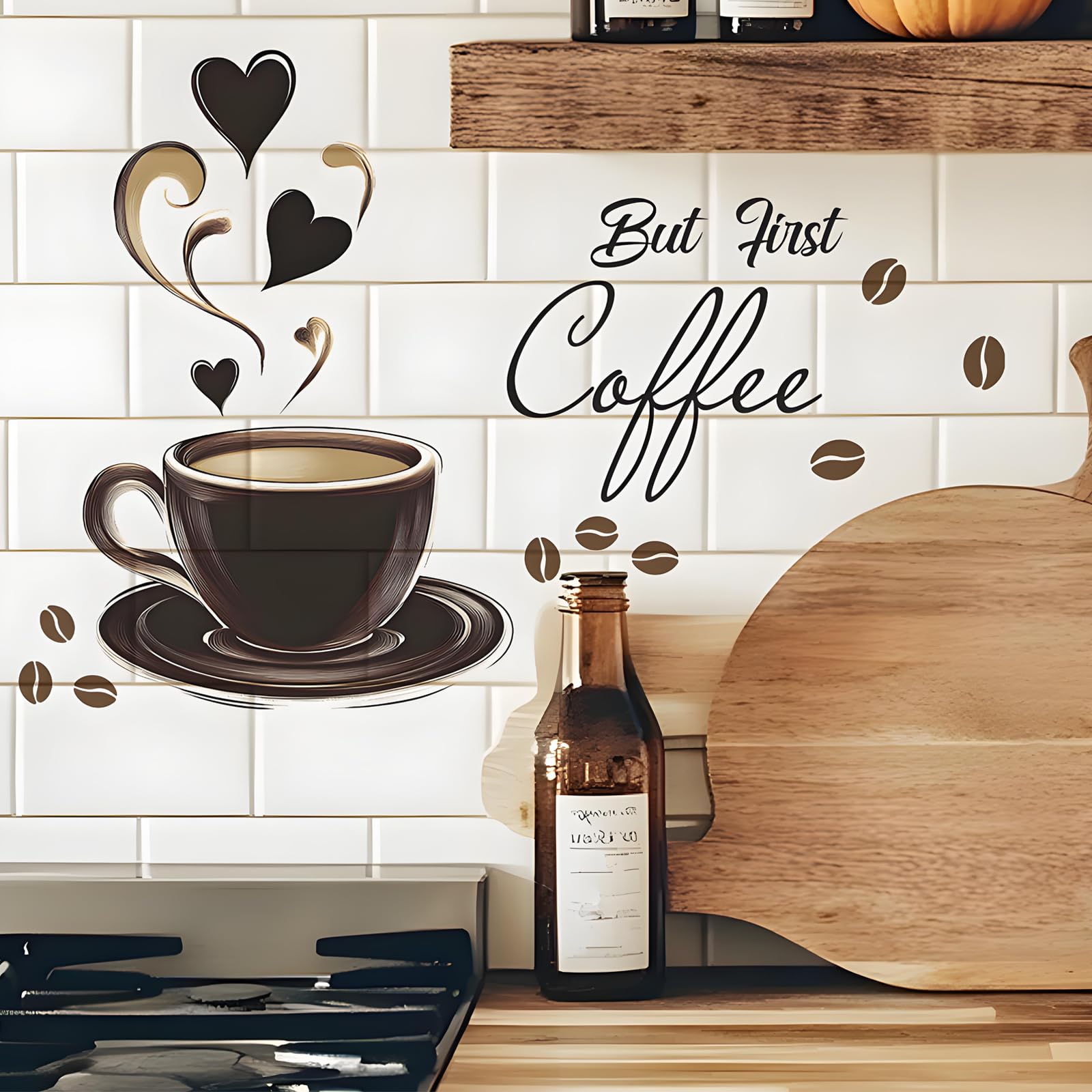 Pack of 2 Coffee Wall Stickers, Self-Adhesive, Coffee Wall Stickers, DIY Waterproof Stickers, Kitchen, Coffee Wall Tattoo for Coffee Shop, Office, Living Room, Dining Room - 4