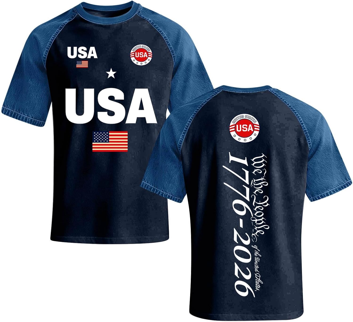 RTRDE Men's T Shirt Short Sleeve 4th of July American Flag Print Retro Patriotic Tshirts, S-3XL