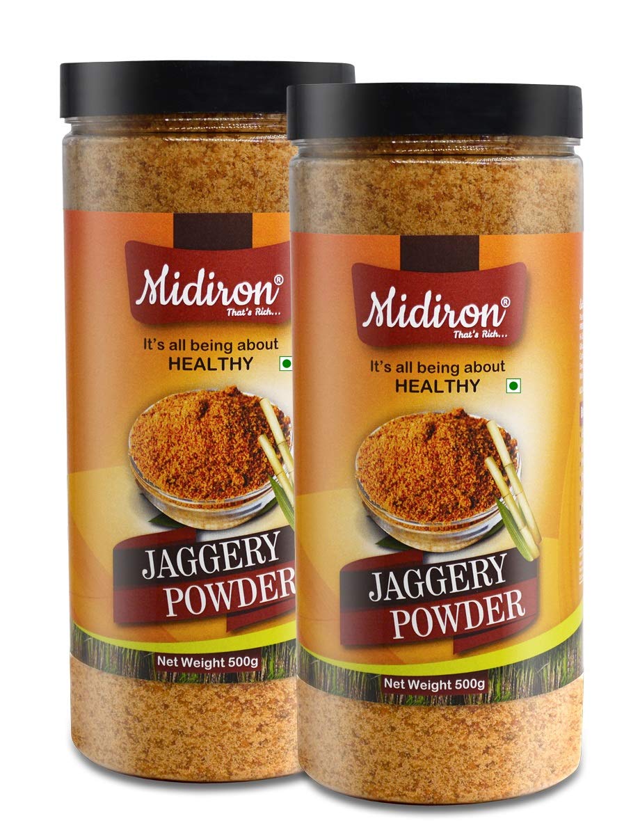 Midiron Jaggery Powder Gud Shakkar | Pure Natural jaggery Powder | Desi Gud Shakkar | Fresh Jaggery Sugarcane Powder, No Preservatives/Chemical Added Good Substitute for Sugar Pack of 2 (500g each) (B09YNRP1GB) Amazon Price History, Amazon Price Tracker