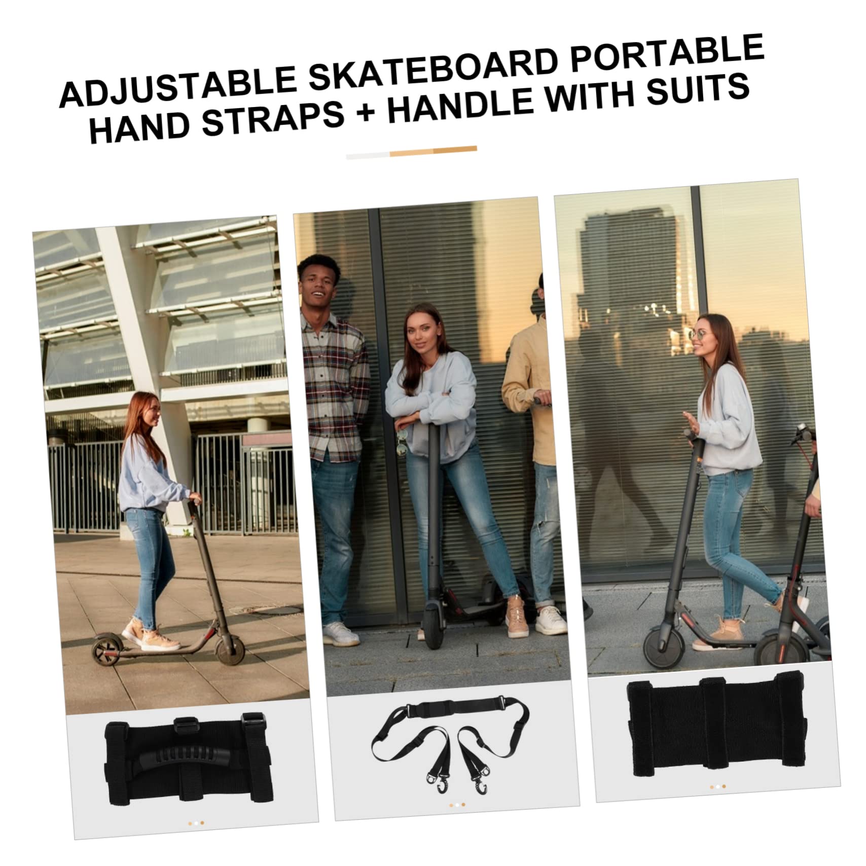 BESPORTBLE 4pièces De Transport Ajustables pour Trottinette Sangles De Universelles Noir pour Chaises De Plage Et Scooters Pliables