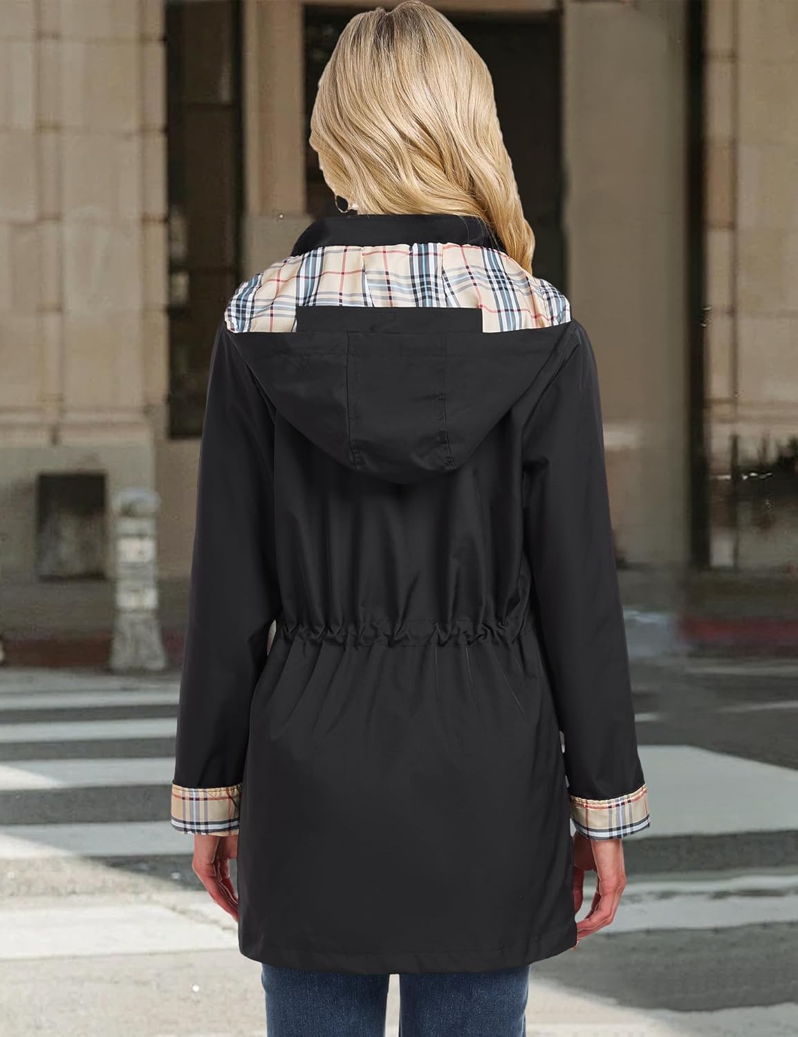 BBX Lephsnt Rain Coats for Women Waterproof Rain Jacket Lightweight Windbreaker Outdoor Hooded Trench Coat - Image 5