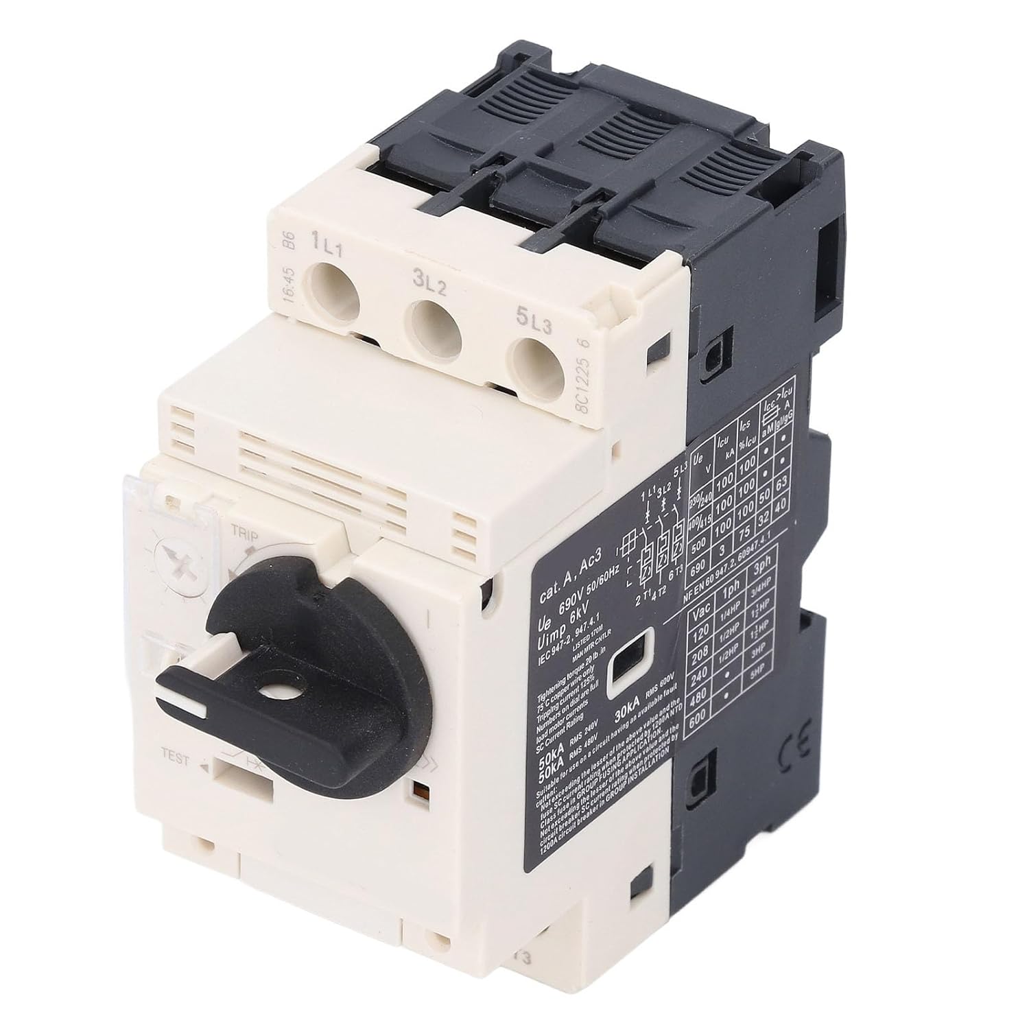 Motor Aker, 35mm DIN Mount Trip, AC690V 2.5‑4A Motor t with Knob Control for Industrial