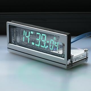 Transparent Vacuum Fluorescent Clock, VFD Digital Clock, RGB Ambient Mood Lighting, WiFi Time Service, Desktop Clock for Tech Enthusiasts