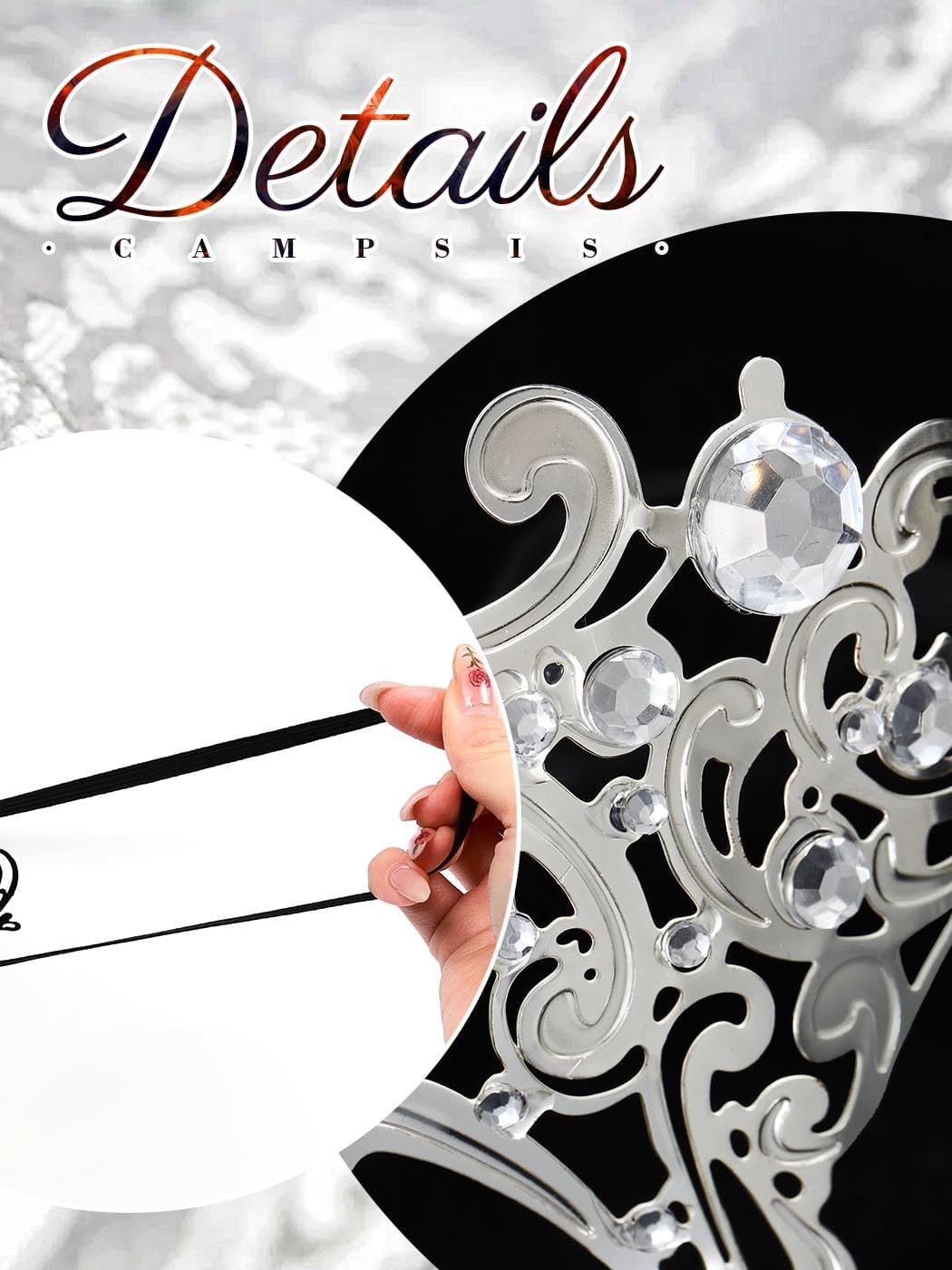 Campsis Masquerade Mask Silver Masquerade Ball Mask Metal Rhinestone Venetian Party Masks for Women - Image 6