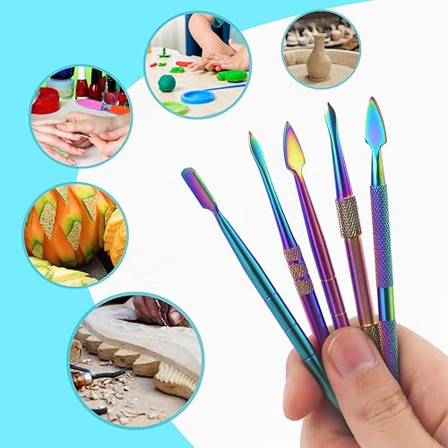 Miniatura 6 de YETOOME Juego de 6 herramientas de tallado de cera, herramienta de tallado de doble extremo, herramientas de escultura de cera de acero inoxidable