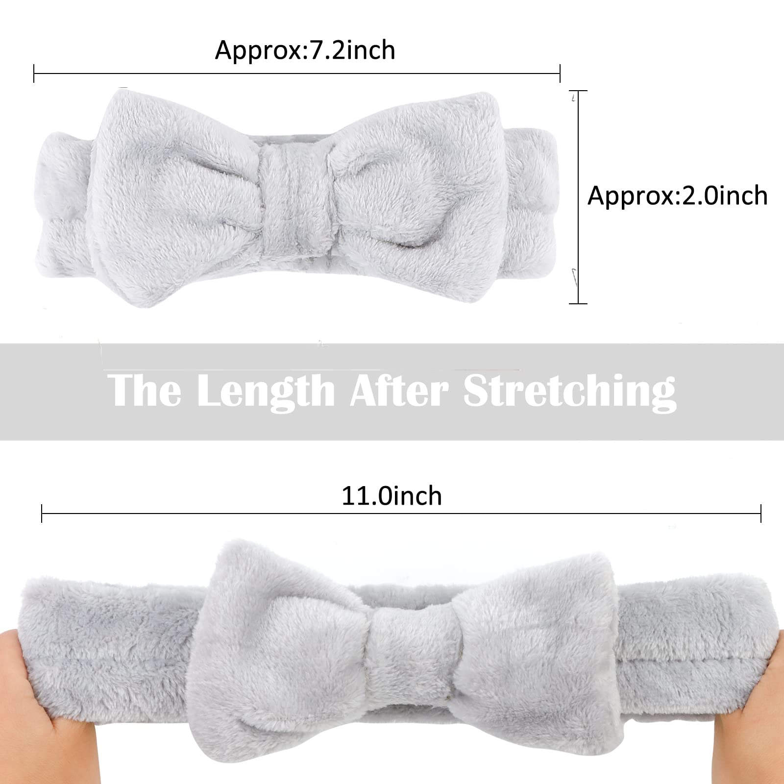 Amazon.com : Casoty 6 Pcs Grey Spa Headband, Bow Hair Band  display picture 1