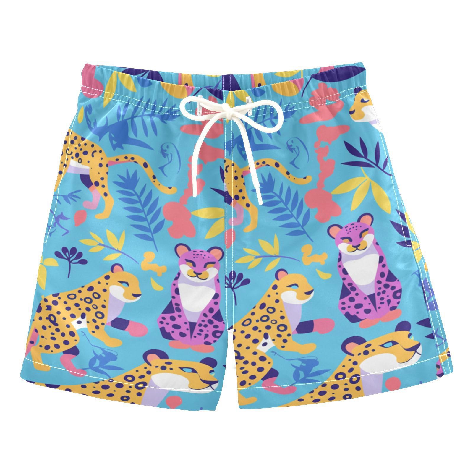 Zathe Aesthetic Unique Beauty Leopard Purple Toddler Swimming Suit Beach Boys Toddler Board Shorts Kids Swimwears Teen's Presents XS 6Y