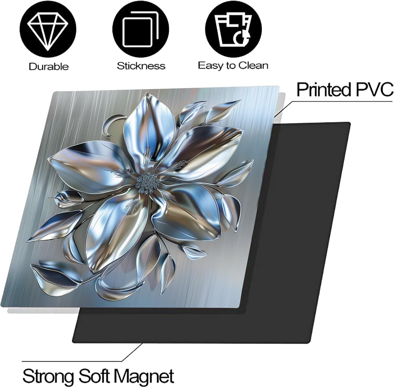 Stainless Steel Flower Pattern Dishwasher Magnetic Cover for Door Front,Unique 3D Effect Refrigerator Magnet Decor Dishwasher Magnet Panel Decal 23 W x 26 H inches