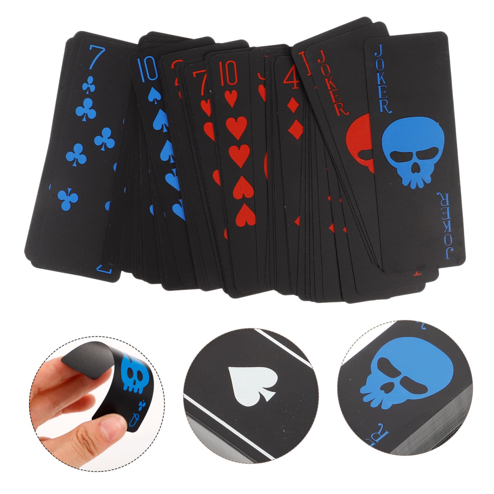 Cartes à Jouer de Poker Imperméables en Pvc Noir, Ambiance Halloween