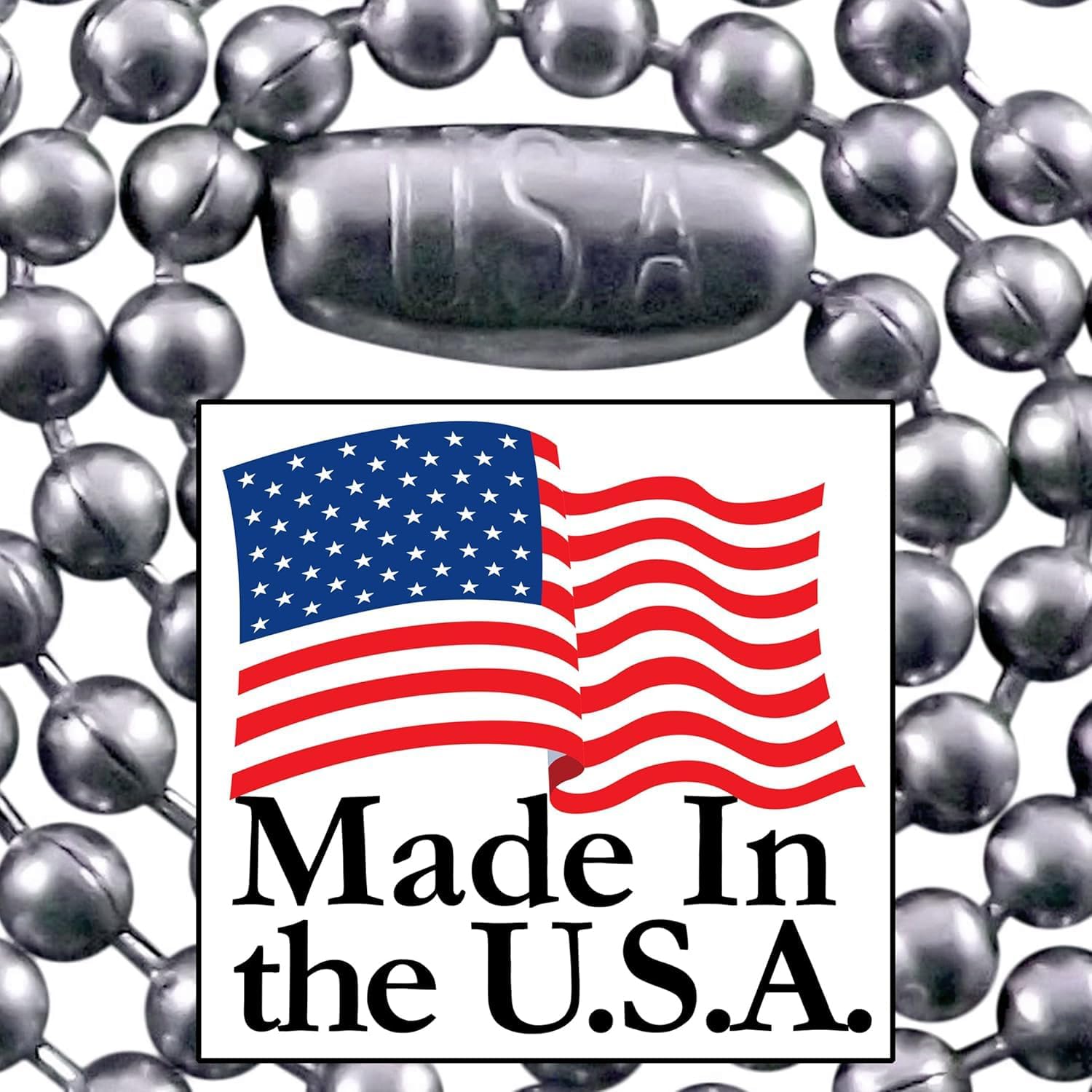 Stainless Steel Ball Chain Necklaces - T304 Stainless 2.4mm Chains - Made in USA Military Grade Chains in Multiple Lengths (18, 24, 27, 30, 36 Inch) - Authentic U.S. Military Dog Tag Chain