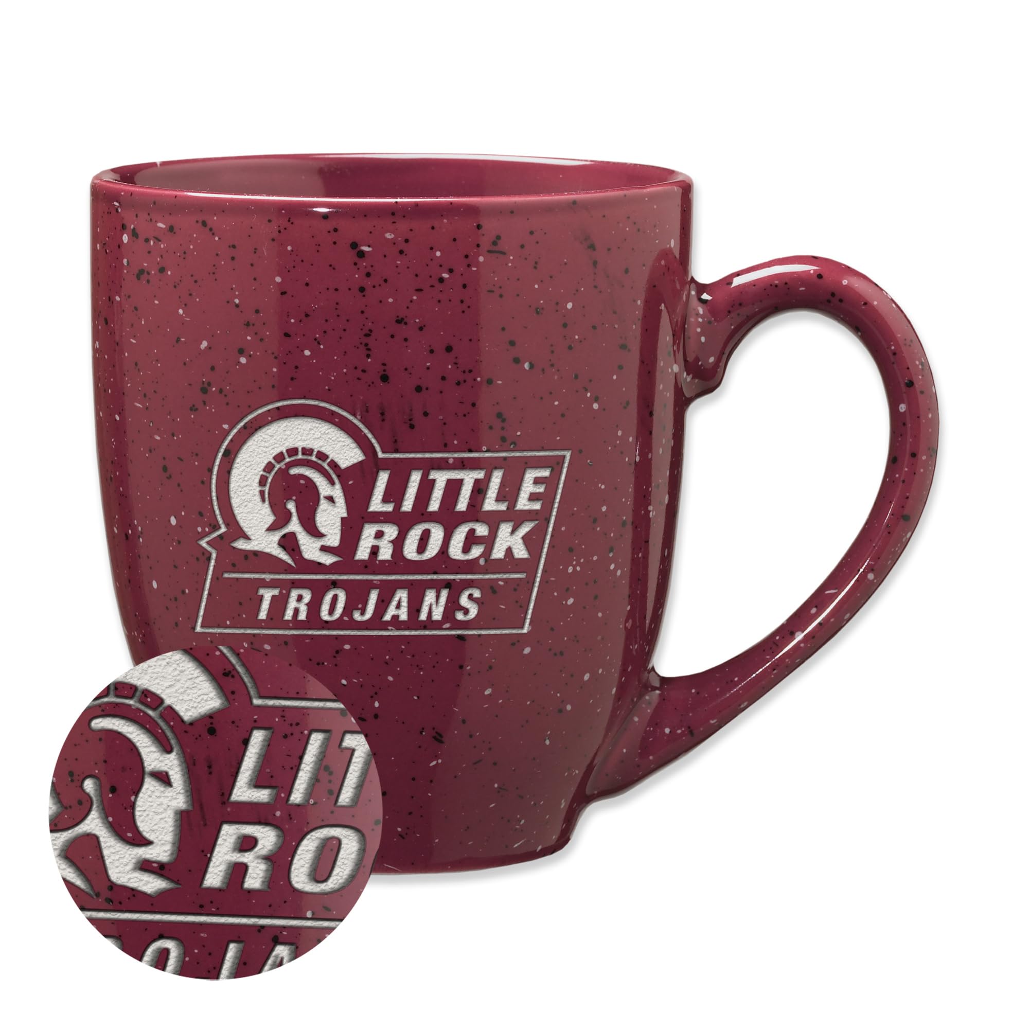 Rico Industries NCAA Arkansas–Little Rock Trojans Primary Logo Maroon 16 oz Team Color Laser Engraved Speckled Ceramic Coffee Mug — image 1