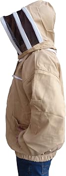 AGS Beekeeper olive cotton bee jacket professional beekeeping premium clothing fencing protective wasp jacket bee suit equipment protection (3XL)
