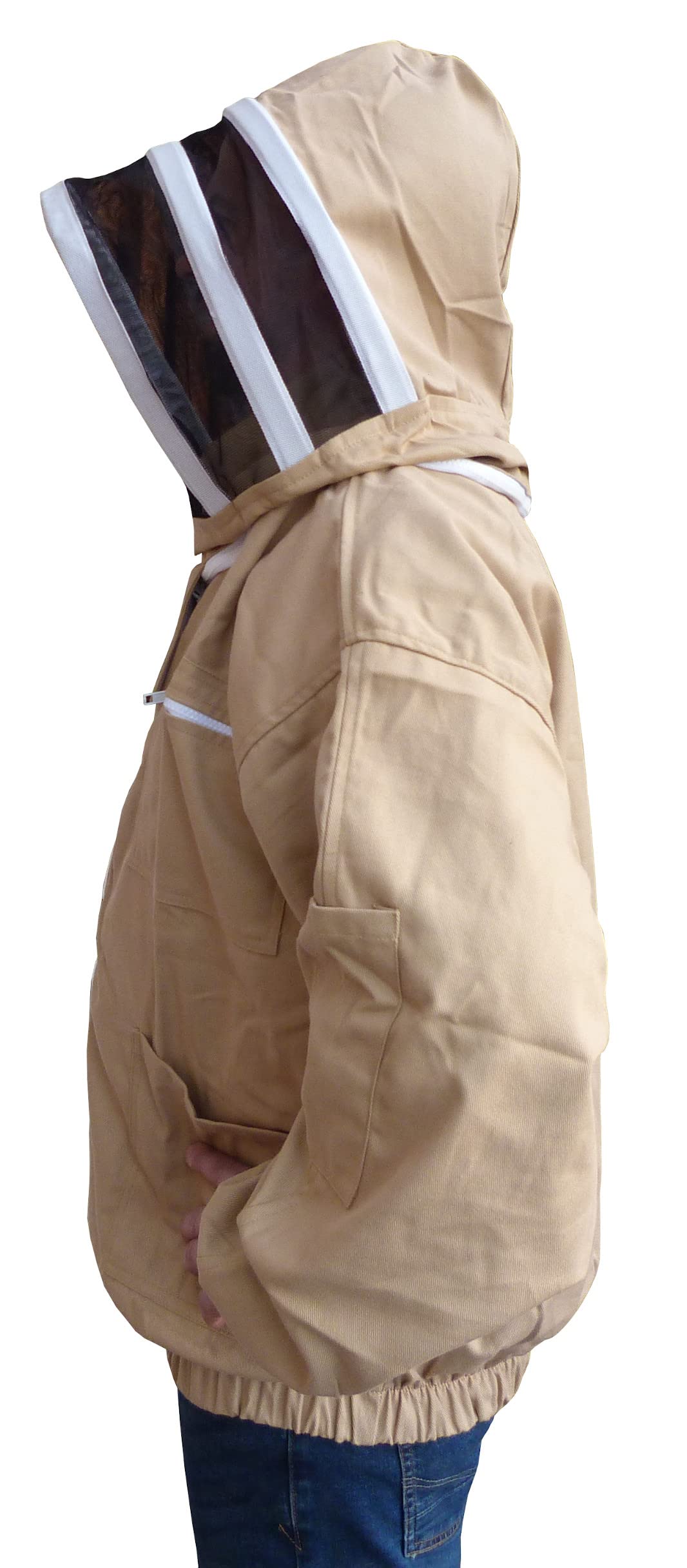 AGS Giacca per apicoltura in cotone oliva, abbigliamento professionale per apicoltura, abbigliamento di alta qualità, giacca protettiva per vespe, protezione per api (3XL)