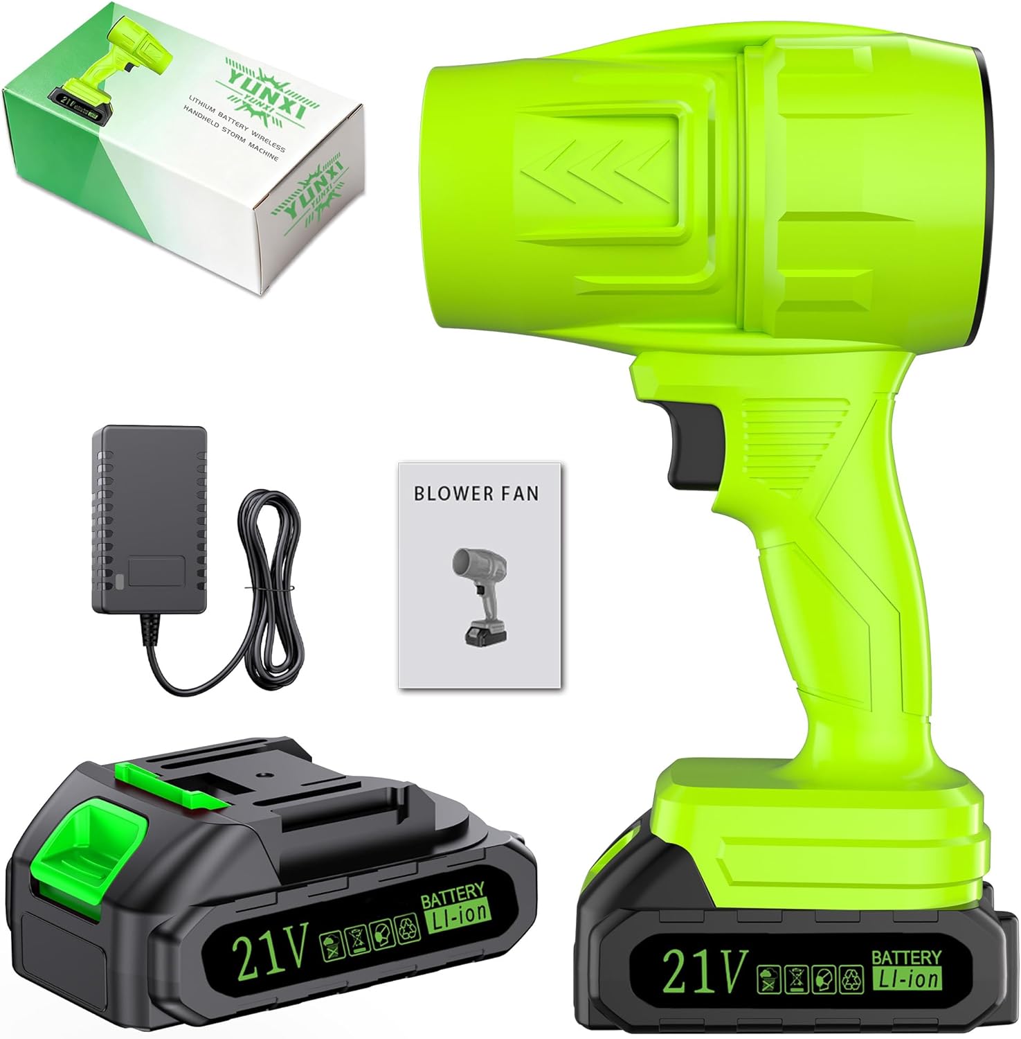 21V Cordless Lithium - Ion Blower: High - Power, Lightweight & Long - Lasting for Effortless Cleaning - Ideal for Yard, Garage & Workshop! (2 Batteries)