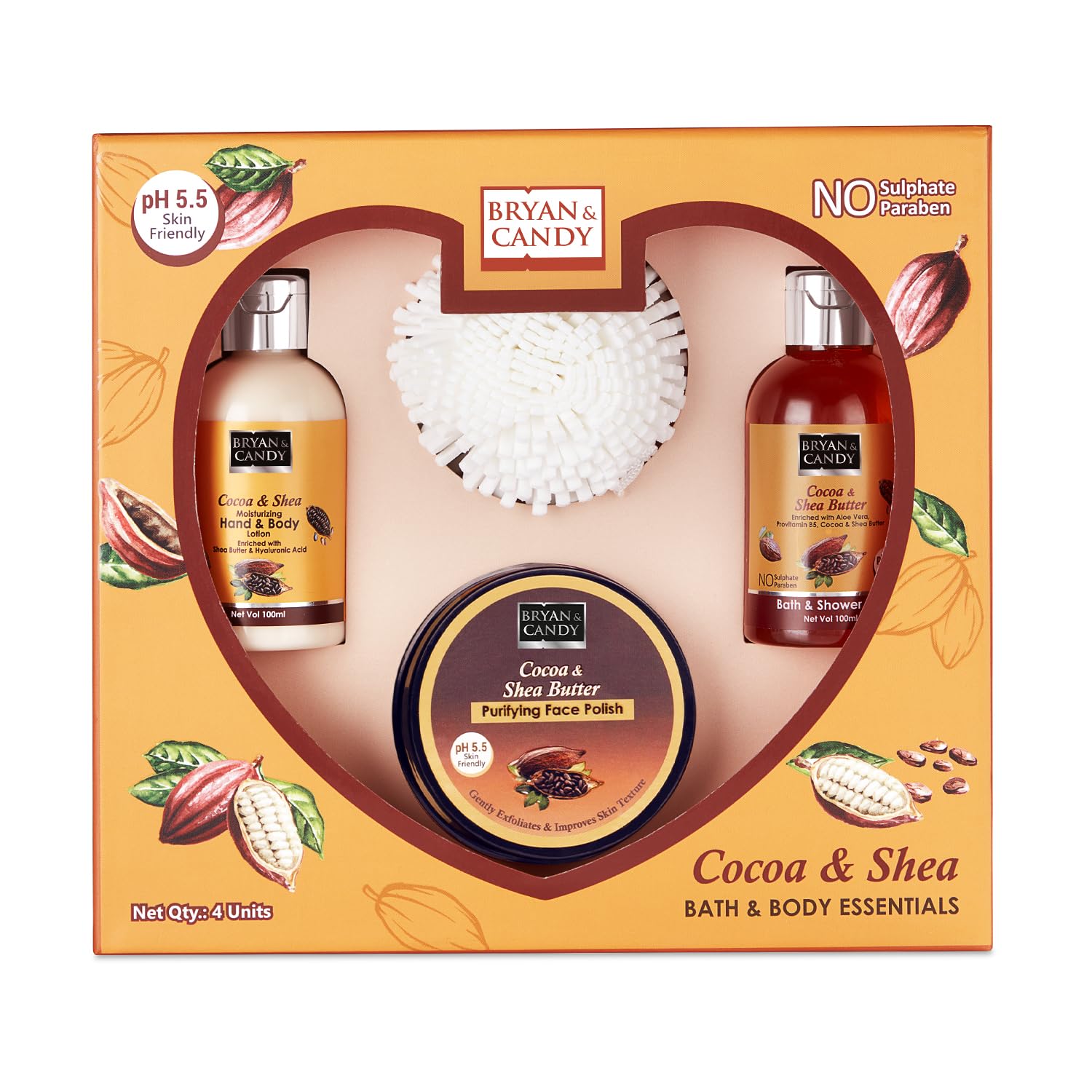 Bryan & Candy Bodycare Heart Collection Gift set for Women 100% Vegan,Ph5.5 Skin Friendly (Lavender Heart Collection)